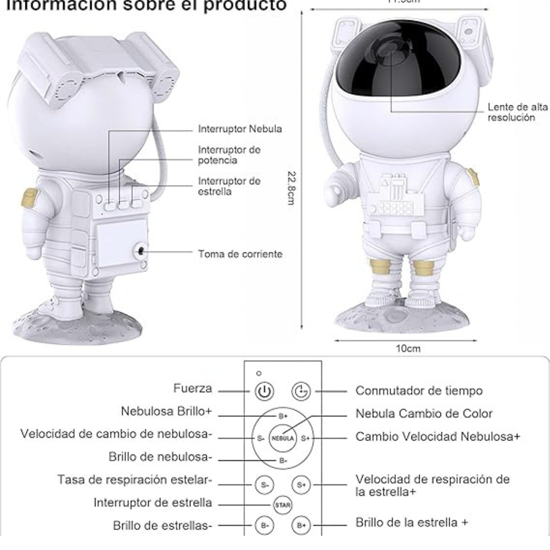 Proyector De Galaxia Astronauta + Control Remoto